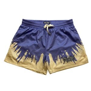 KILLCREW ( XL ) MUAY THAI SHORTS MID THIGH CUT SHATTER - LILAC/ CREAM